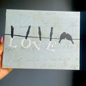 Lovebirds canvas print NWT